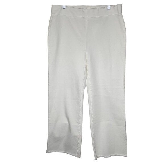 Loft Crop Pants Womens Size 8 White Pullon Stretch Raw Hem Coastal Resort Beach - Picture 1 of 11